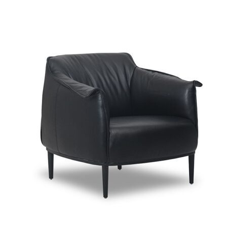Fauteuil en cuir KLUM - Noir